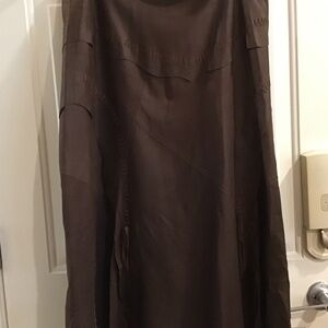 Brown leather skirt w/ overstitching